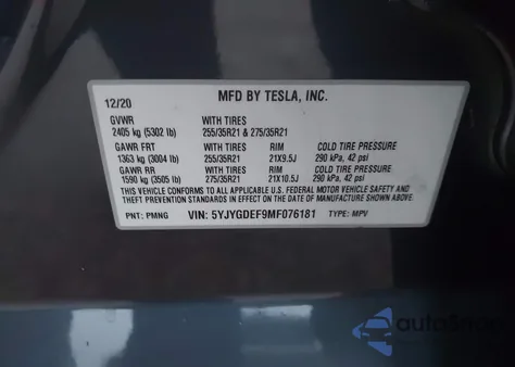 2021 Tesla Model Y Performance Dual Motor All-Wheel Drive из США, поврежденный, VIN 5YJYGDEF9MF076181